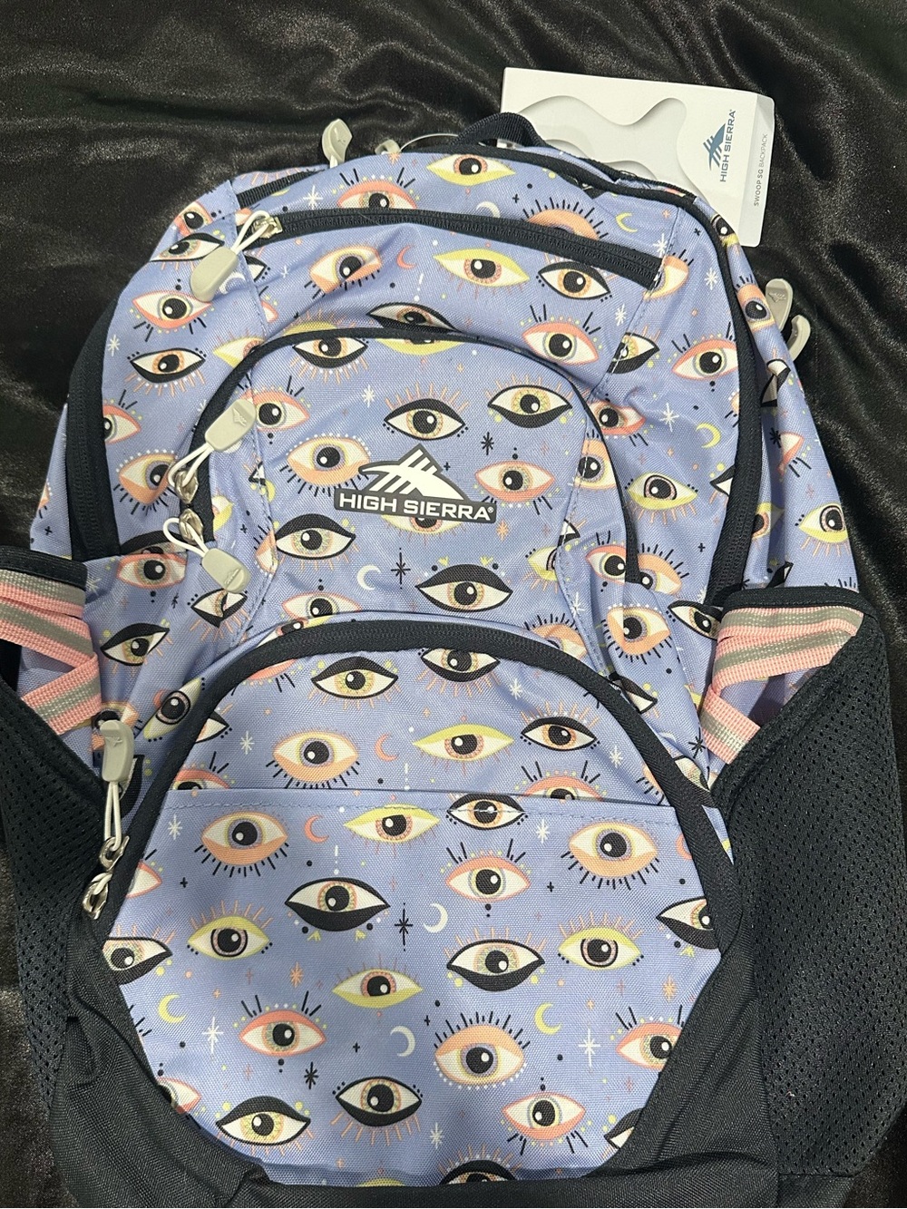High Sierra Lavender Eye-Print Backpack with Black Accents